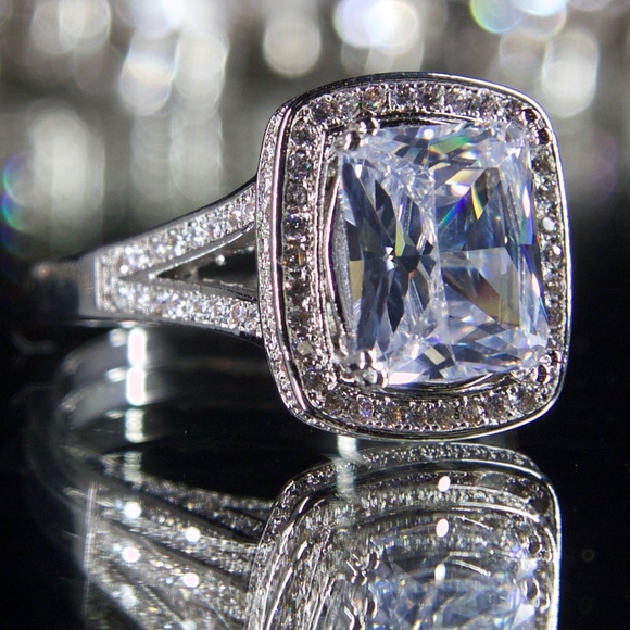 14kt Gold Dipped Cushion Topaz Engagement Ring - Picture 7 of 8